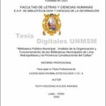 Biblioteca pública municipal : análisis de la organización y funcionamiento de las bibliotecas municipales de Lima Metropolitana y la Provincia Constitucional del Callao