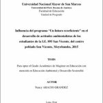 Influencia del programa “Un futuro ecoeficiente” en el desarrollo de actitudes ambientalistas de los estudiantes de la I.E. 895 San Vicente, del centro poblado San Vicente, Moyobamba, 2015