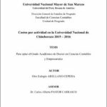 Costos por actividad en la Universidad Nacional de Chimborazo 2015 – 2016