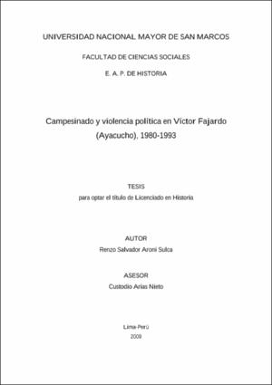 Campesinado y violencia política en Víctor Fajardo (Ayacucho), 1980-1993