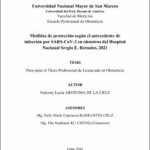 Medidas de protección según el antecedente de infección por SARS-CoV-2 en obstetras del Hospital Nacional Sergio E. Bernales, 2021