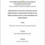 Aplicación de la teoría de las restricciones para la implementación y funcionamiento eficiente de una planta de peletería para las zonas altoandinas de la región Huánuco