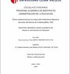 Clima institucional para la mejora del rendimiento laboral en docentes del distrito de Andahuaylillas, 2021