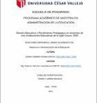Gestión educativa y rendimiento pedagógico en docentes de tres instituciones educativas de la Ugel-Cusco, 2020