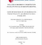 Gestión del mantenimiento de las manipuladoras de la Empresa Ferreyros S.A., para disminuir los costos – Chimbote, 2021