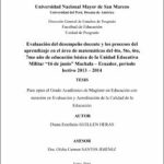 Evaluación del desempeño docente y los procesos del aprendizaje en el área de matemáticas del 4to, 5to, 6to, 7mo año de educación básica de la Unidad Educativa Militar “16 de junio” Machala – Ecuador, periodo lectivo 2013 – 2014