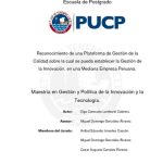 Reconocimiento de una plataforma de gestión de la calidad sobre la cual se pueda establecer la gestión de la innovación, en una mediana empresa peruana