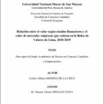 Relación entre el valor según estados financieros y el valor de mercado: empresas que cotizan en la Bolsa de Valores de Lima, 2010-2019