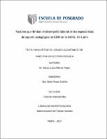 Factores que limitan el desempeño laboral de los especialistas de soporte pedagógico de EBR de la UGEL 03-Lima