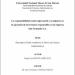 La responsabilidad social empresarial y su impacto en la ejecución de inversiones responsables en la empresa San Fernando S.A.