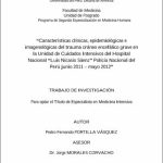 Características clínicas, epidemiológicas e imagenológicas del trauma cráneo encefálico grave en la Unidad de Cuidados Intensivos del Hospital Nacional “Luis Nicasio Sáenz” Policía Nacional del Perú junio 2011 – mayo 2012