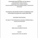 El programa voluntariado docente en la biblioteca de la Universidad San Ignacio de Loyola (2006-2009)