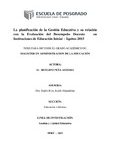 La planificación de la gestión educativa y su relación con la evaluación del desempeño docente en instituciones de educación inicial – Iquitos 2015