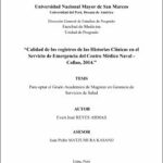 Calidad de los registros de las historias clínicas en el Servicio de Emergencia del Centro Médico Naval – Callao, 2014