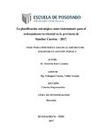 La planificación estratégica como instrumento para el ordenamiento territorial en la provincia de Sánchez Carrión – 2017