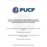 Factores críticos que limitan la implementación de la gestión por procesos en entidades del sector público peruano en el marco de la Reforma de Modernización de la Gestión Pública