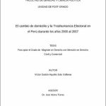 El cambio de domicilio y la Trashumancia Electoral en el Perú durante los Años 2000 al 2007