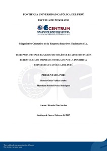Diagnóstico operativo de la empresa Reactivos Nacionales S.A.