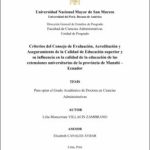 Criterios del Consejo de Evaluación, Acreditación y Aseguramiento de la Calidad de Educación superior y su influencia en la calidad de la educación de las extensiones universitarias de la provincia de Manabí – Ecuador