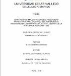 Estrategia de Implementación del Presupuesto Participativo para efectivizar la asignación de Inversiones en los Centros Poblados del Distrito de la Municipalidad de Jaén – 2018