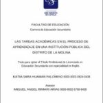 Las tareas académicas en el proceso de aprendizaje en una institución pública del distrito de La Molina