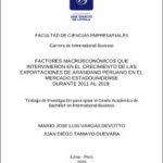 Factores macroeconómicos que intervinieron en el crecimiento de las exportaciones de arándano peruano en el mercado estadounidense durante 2011 al 2019