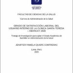 Grado de satisfacción laboral del usuario interno de la clínica Santa Teresa – Abancay 2020