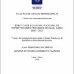 Efectos de los novel food en las exportaciones peruanas de camu camu 2000-2017