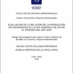 Evaluación de la relación de la producción de espárragos en la PEA agrícola de Ica en el periodo del 2007-2018