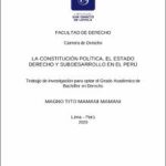 La Constitución Política, el estado derecho y subdesarrollo en el Perú