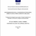 Determinantes de la inversión extranjera directa en el Perú durante 1992-2016
