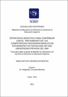 Estrategia didáctica para contribuir con el tratamiento de las competencias socioemocionales en estudiantes de psicología de una universidad privada de Lima