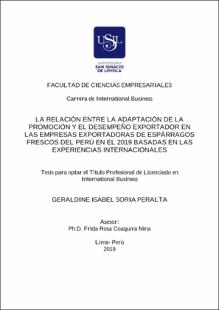 La relación entre la adaptación de la promoción y el desempeño exportador en las empresas exportadoras de espárragos frescos del Perú en el 2019 basadas en las experiencias internacionales