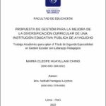 Propuesta de gestión para la mejora de la diversificación curricular de una institución educativa pública de Ayacucho