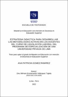 Estrategia didáctica para desarrollar las metodologías activas en los docentes del curso de legislación laboral del programa de especialización de una universidad privada de Lima