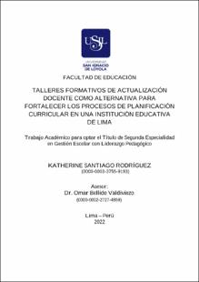 Talleres formativos de actualización docente como alternativa para fortalecer los procesos de planificación curricular en una institución educativa de Lima