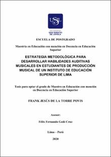 Estrategia metodológica para desarrollar habilidades auditivas musicales en estudiantes de producción musical de un instituto de educación superior de Lima