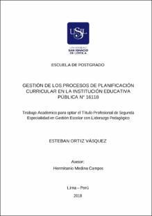Gestión de los procesos de planificación curricular en la Institución Educativa Pública N° 16118