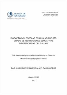 Inadaptación escolar en alumnos de 6° grado de instituciones educativas diferenciadas del Callao