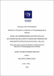 Nivel de comprensión lectora en los estudiantes de cuarto grado de primaria en una institución educativa del Callao