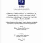 Comunidad profesional de aprendizaje, una propuesta para fortalecer la práctica pedagógica en una institución pública de Ayacucho
