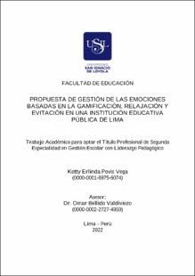 Propuesta de gestión de las emociones basadas en la gamificación, relajación y evitación en una institución educativa pública de Lima