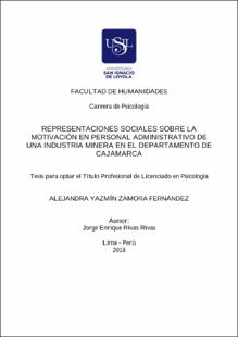 Representaciones sociales sobre la motivación en personal administrativo de una industria minera en el departamento de Cajamarca