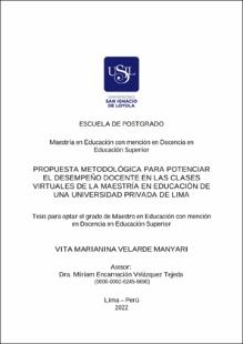 Propuesta metodológica para potenciar el desempeño docente en las clases virtuales de la Maestría en Educación de una universidad privada de Lima