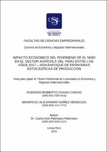 Impacto económico del fenómeno de El Niño en el sector agrícola del Perú entre los años 2017 – 2019 enfoque de fronteras estocásticas de producción