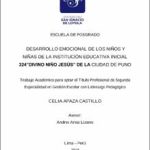 Desarrollo emocional de los niños y niñas de La Institución Educativa Inicial 324 «Divino Niño Jesús» de la ciudad de Puno