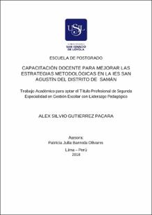 Capacitación docente para mejorar las estrategias metodológicas en la I.E.S. San Agustín del Distrito de Samán
