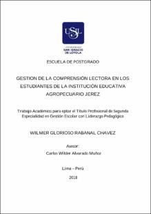 Gestión de la comprensión lectora en los estudiantes de la Institución Educativa Pública Agropecuario Jerez