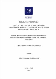 Uso de las tics en el proceso de enseñanza aprendizaje de la IEP. N° 70020 de Yapura-Capachica