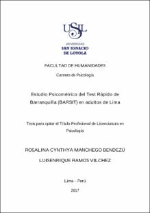 Estudio psicométrico del Test Rápido de Barranquilla (BARSIT) en adultos de Lima